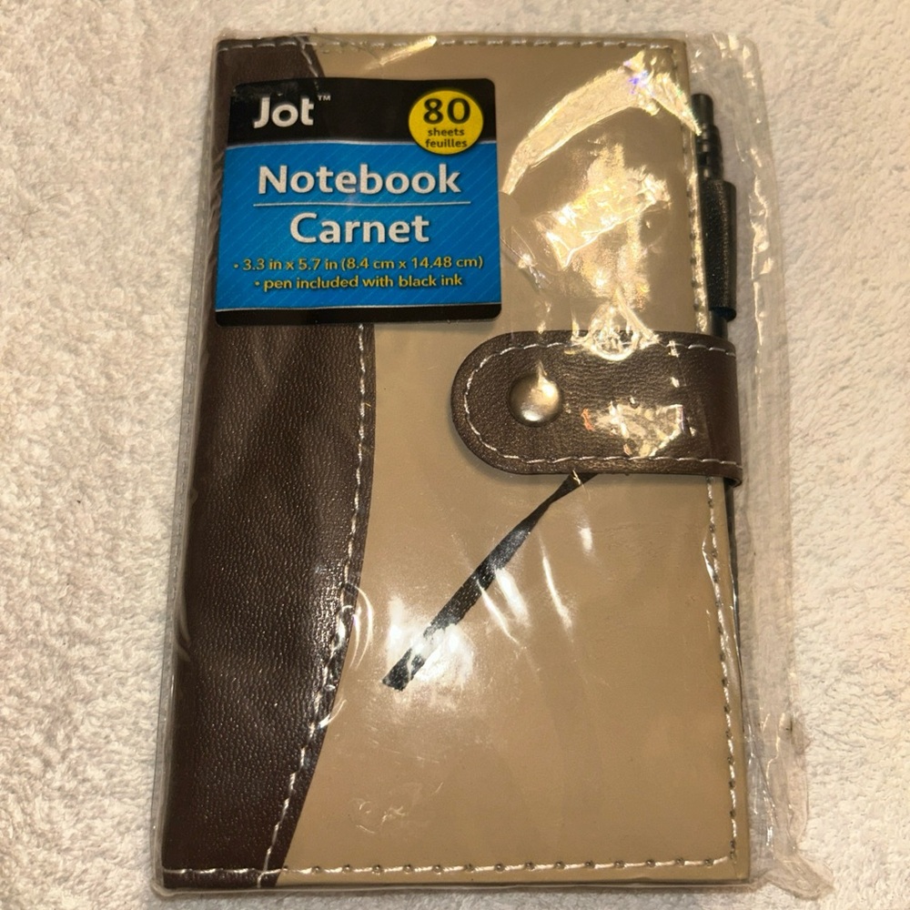 Jot Notebook Brown & Beige With Pen Included 60 Sheets 3.3in x 5.7 inches